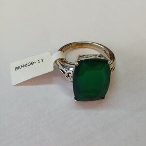 NWT! Green Onyx Rhodium Over Sterling Silver Ring - Size 11 (JTV Jewelry)